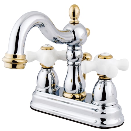 Heritage, 4 Centerset Bathroom Faucet, Chrome/Polished Brass